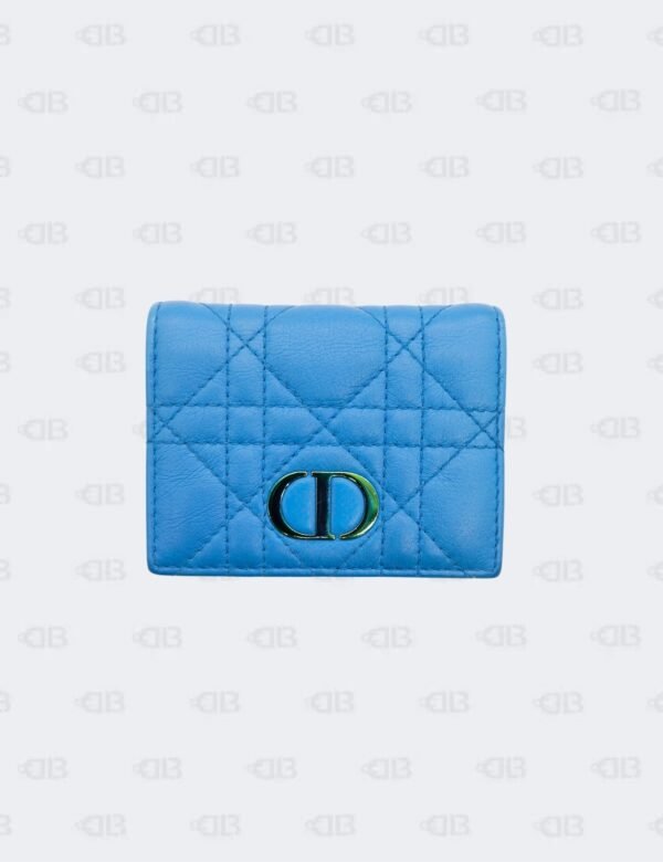 Christian Dior Blue Supple Cannage Calfskin Trifold Wallet