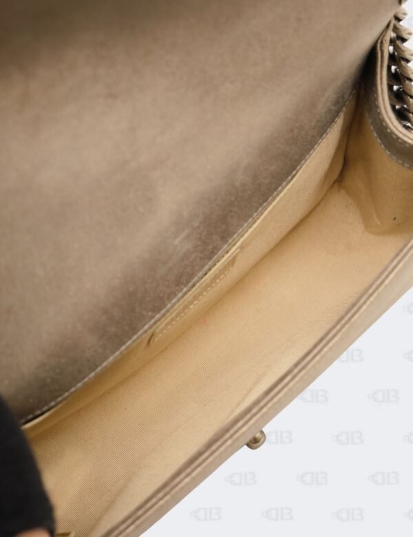 Chanel Dark Khaki Iridiscent Calfskin Quilted Crystal Medium Boy Flap Bag