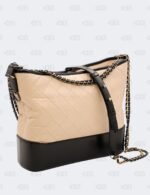 Chanel Beige/Black Quilted Aged Calfskin Leather Gabrielle Hobo Bag