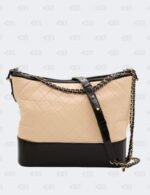 Chanel Beige/Black Quilted Aged Calfskin Leather Gabrielle Hobo Bag