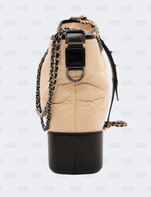 Chanel Beige/Black Quilted Aged Calfskin Leather Gabrielle Hobo Bag