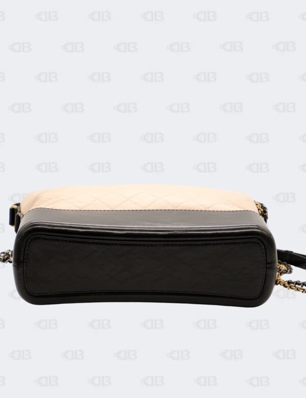 Chanel Beige/Black Quilted Aged Calfskin Leather Gabrielle Hobo Bag