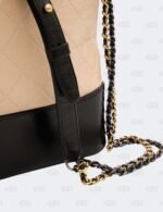 Chanel Beige/Black Quilted Aged Calfskin Leather Gabrielle Hobo Bag