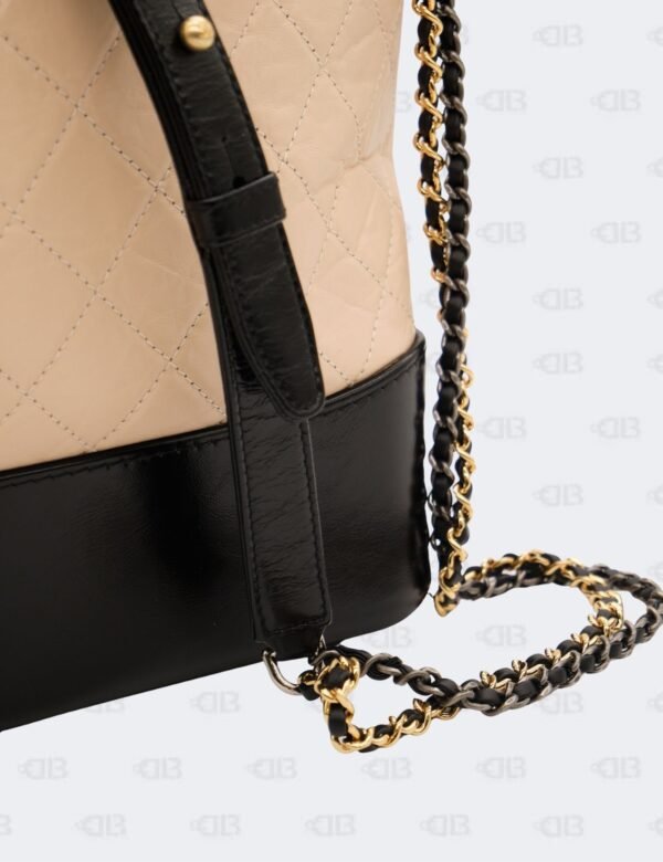 Chanel Beige/Black Quilted Aged Calfskin Leather Gabrielle Hobo Bag