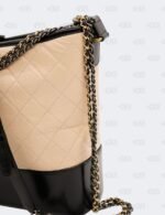 Chanel Beige/Black Quilted Aged Calfskin Leather Gabrielle Hobo Bag