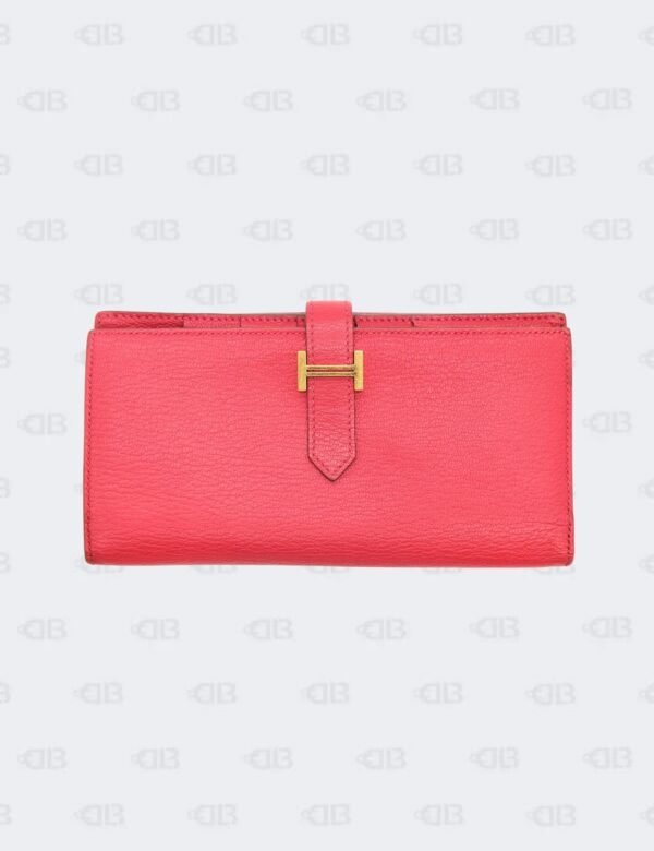 Hermes Rouge Casaque Epsom Bearn Classic Wallet