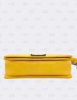 Chanel Yellow Quilted Lambskin Leather Medium Double Stitch Boy Flap Bag