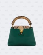 Louis Vuitton Emeraude Green Mini Capucines with Python Handle Bag