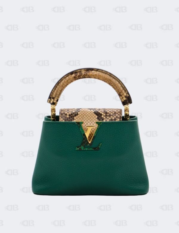 Louis Vuitton Emeraude Green Mini Capucines with Python Handle Bag