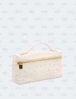 Loro Piana White Ostrich Leather Extra Pocket L19 Pouch