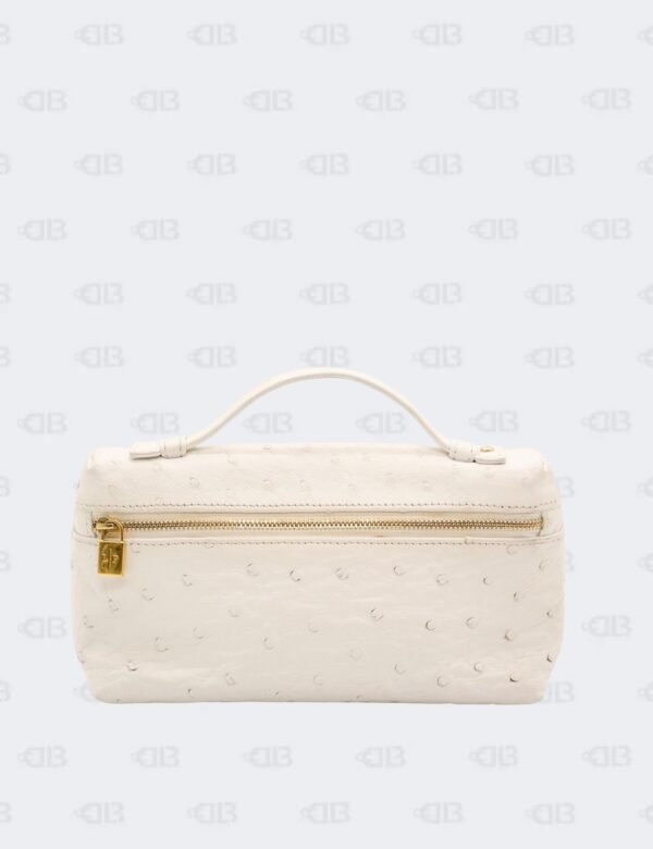 Loro Piana White Ostrich Leather Extra Pocket L19 Pouch