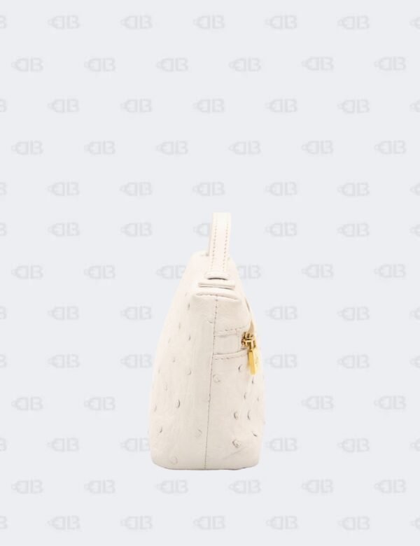 Loro Piana White Ostrich Leather Extra Pocket L19 Pouch
