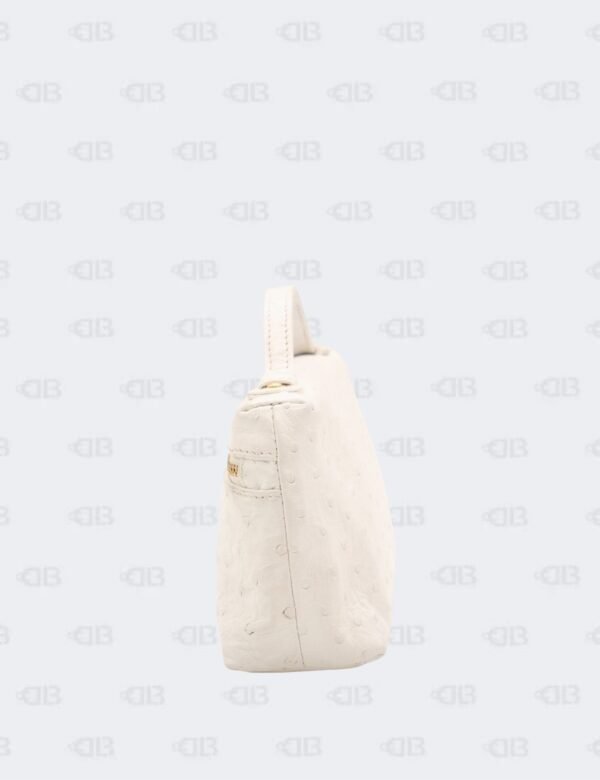 Loro Piana White Ostrich Leather Extra Pocket L19 Pouch