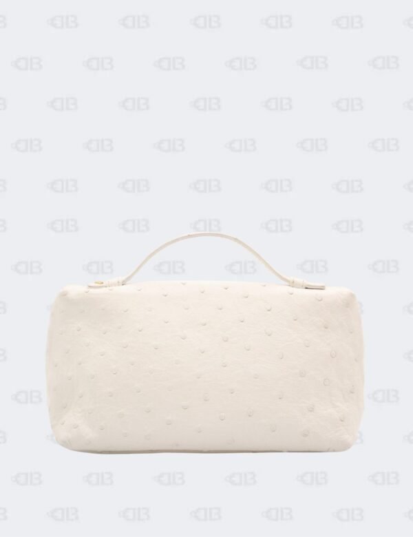 Loro Piana White Ostrich Leather Extra Pocket L19 Pouch