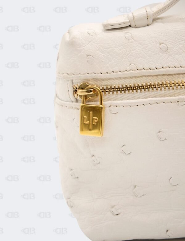 Loro Piana White Ostrich Leather Extra Pocket L19 Pouch