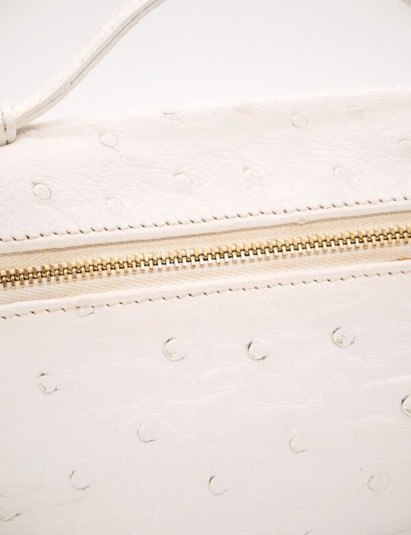 Loro Piana White Ostrich Leather Extra Pocket L19 Pouch