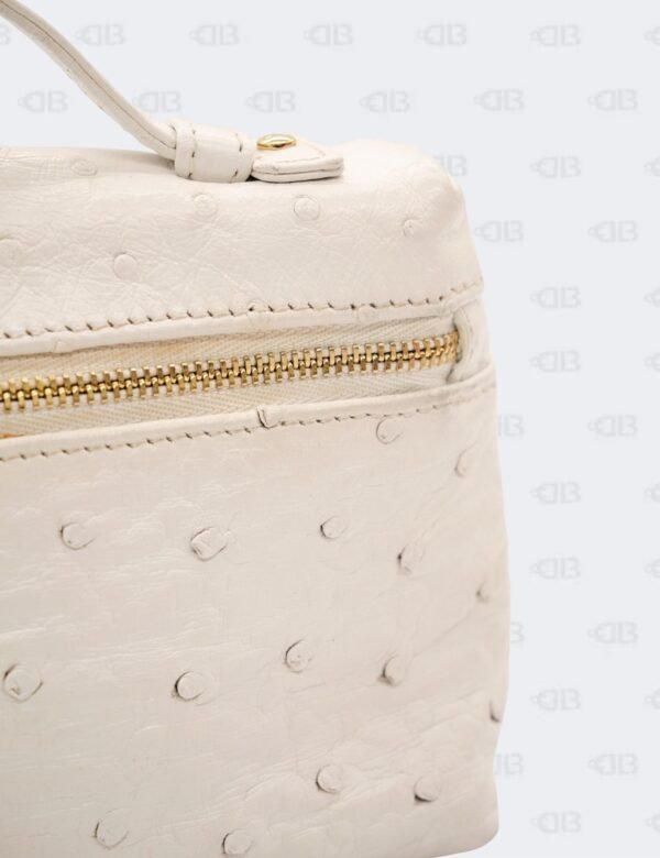 Loro Piana White Ostrich Leather Extra Pocket L19 Pouch