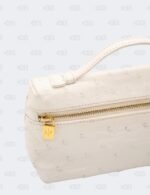 Loro Piana White Ostrich Leather Extra Pocket L19 Pouch
