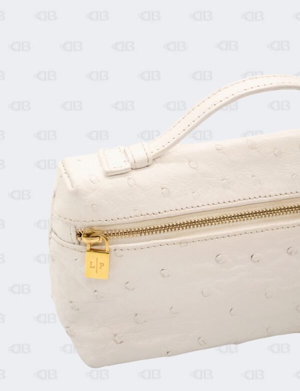 Loro Piana White Ostrich Leather Extra Pocket L19 Pouch