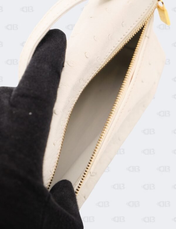 Loro Piana White Ostrich Leather Extra Pocket L19 Pouch