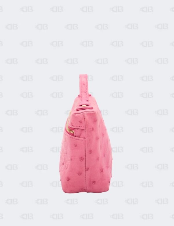 Loro Piana Pink Ostrich Leather Extra Pocket L19 Pouch