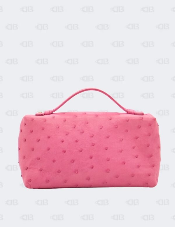 Loro Piana Pink Ostrich Leather Extra Pocket L19 Pouch
