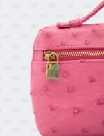 Loro Piana Pink Ostrich Leather Extra Pocket L19 Pouch