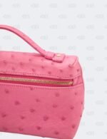 Loro Piana Pink Ostrich Leather Extra Pocket L19 Pouch