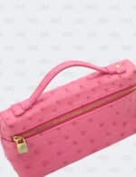 Loro Piana Pink Ostrich Leather Extra Pocket L19 Pouch