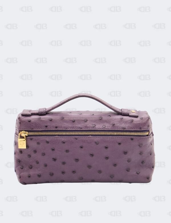 Loro Piana Deep Purple Ostrich Leather Extra Pocket L19 Pouch