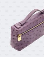Loro Piana Deep Purple Ostrich Leather Extra Pocket L19 Pouch