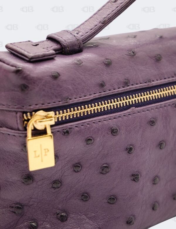 Loro Piana Deep Purple Ostrich Leather Extra Pocket L19 Pouch