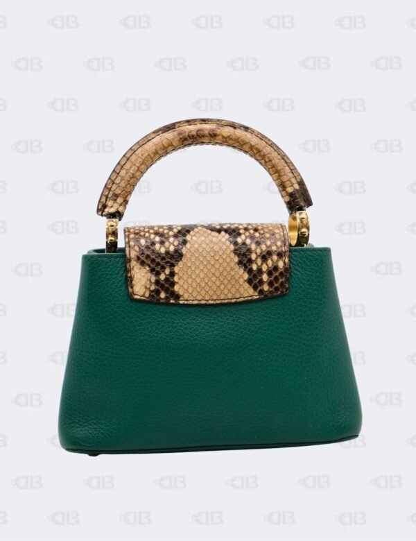 Louis Vuitton Emeraude Green Mini Capucines with Python Handle Bag