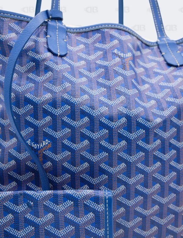 Goyard Blue Goyardine Coated Canvas with Leather Trim Saint Louis PM Tote Bag