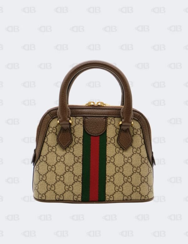 Gucci Beige/Brown Mini Ophidia GG Supreme Canvas Top Handle Bag