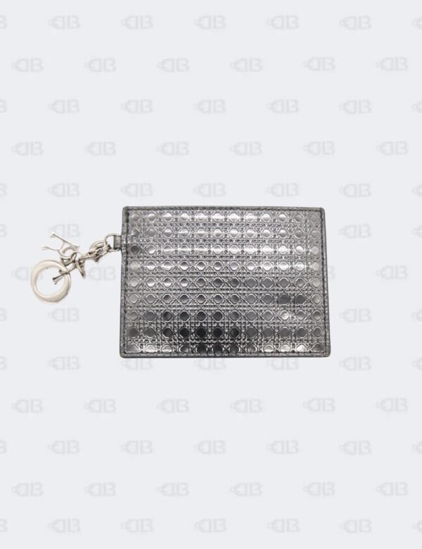 Christian Dior 30 Montaigne Gunmetal Micro Cannage Card Holder