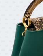 Louis Vuitton Emeraude Green Mini Capucines with Python Handle Bag