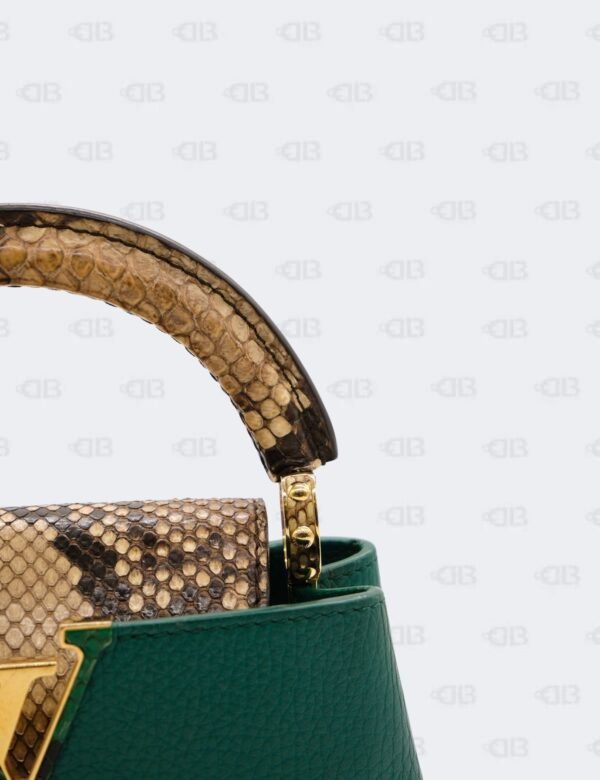 Louis Vuitton Emeraude Green Mini Capucines with Python Handle Bag