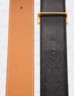 Hermes Gold/Noir Swift and Box Calf H Buckle Reversible Belt Size 85