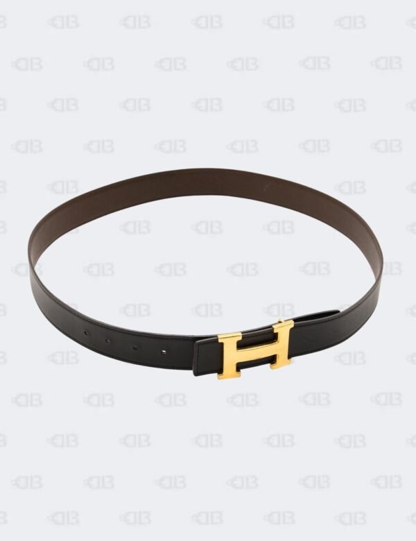 Hermes Havane/Noir Togo and Swift H Buckle Reversible Belt Size 75