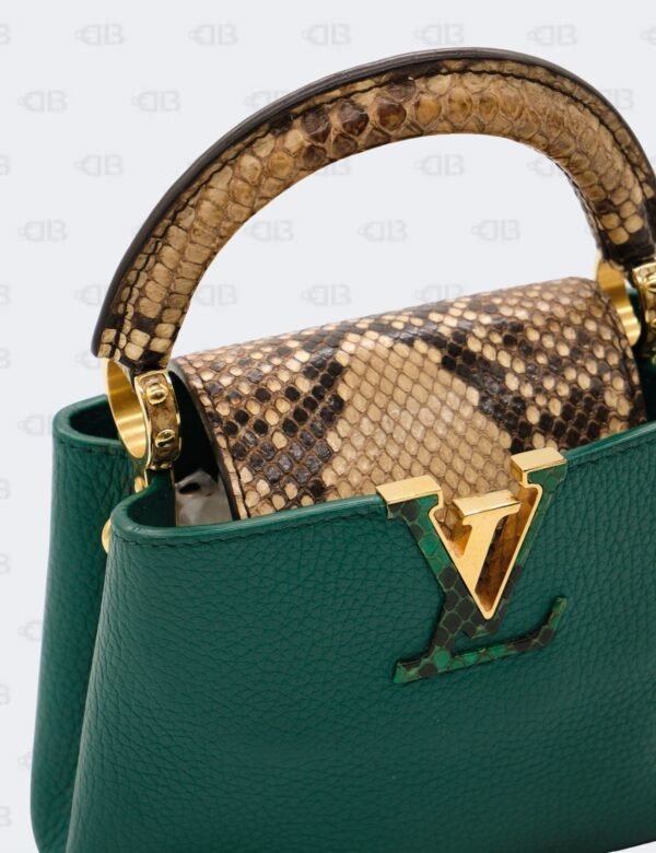 Louis Vuitton Emeraude Green Mini Capucines with Python Handle Bag