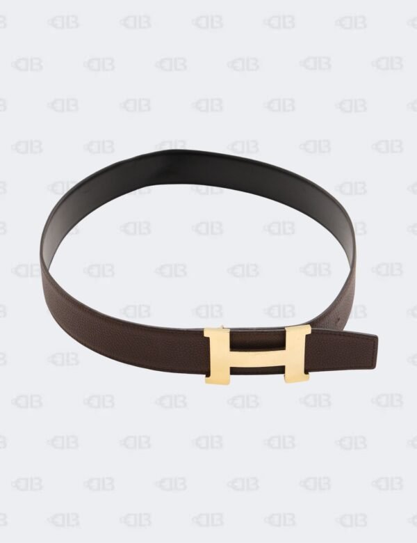 Hermes Chocolate/Noir Epsom and Box Calf H Buckle Reversible Belt Size 95