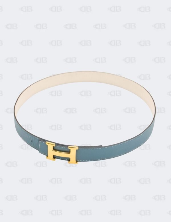 Hermes Ciel/White Epsom and Swift H Buckle Reversible Belt Size 100