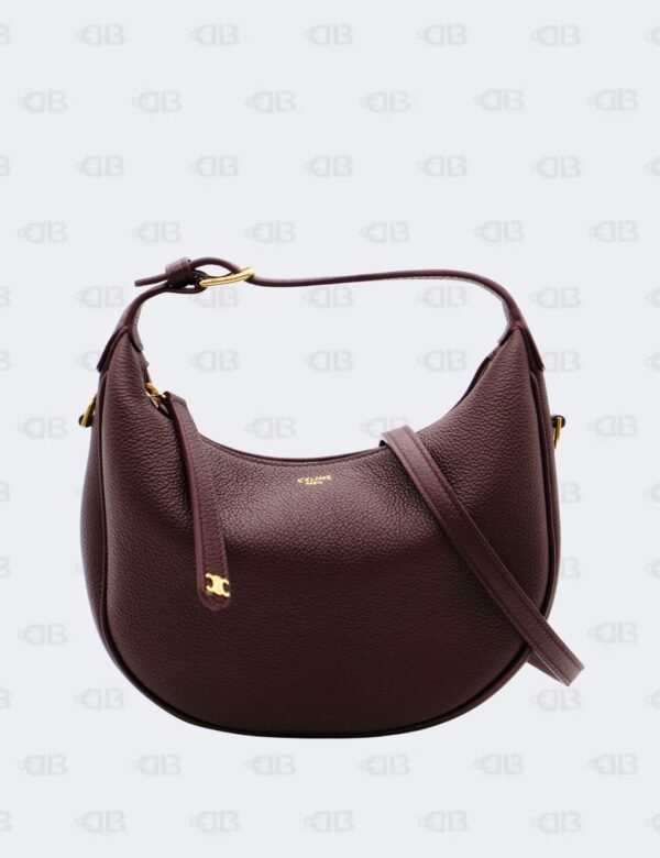 Celine Deep Burgundy Teen Lulu Grained Calfskin Leather Hobo Bag