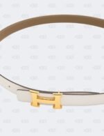 Hermes White/Etoupe Epsom and Swift H Buckle Reversible Belt Size 95