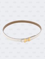 Hermes White/Etoupe Epsom and Swift H Buckle Reversible Belt Size 95