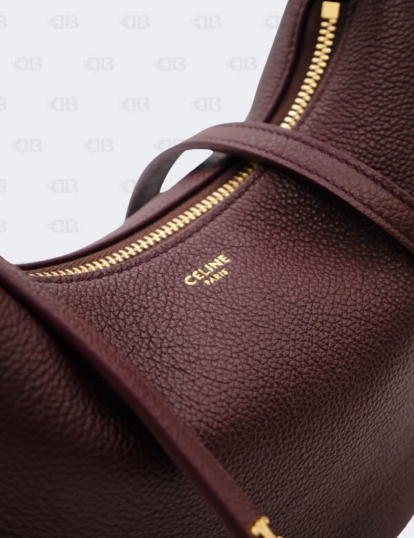 Celine Deep Burgundy Teen Lulu Grained Calfskin Leather Hobo Bag