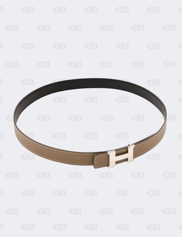 Hermes Etoupe/Noir Epsom and Swift H Buckle Reversible Belt Size 85