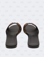 Hermes Oran Gold/Noir Lepard Printed in Moire Calfskin Flat Sandals Size 40