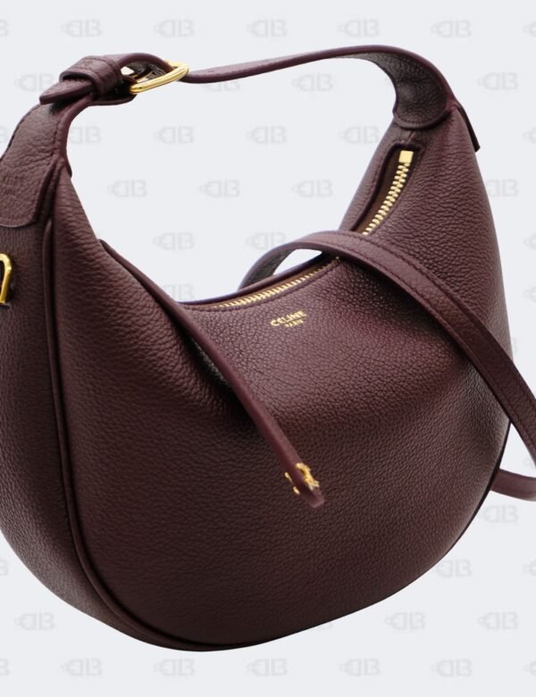 Celine Deep Burgundy Teen Lulu Grained Calfskin Leather Hobo Bag